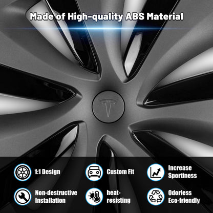 19 inch Hubcaps for Tesla Model Y 2021 2022 2023 Accessories(Matte Black)