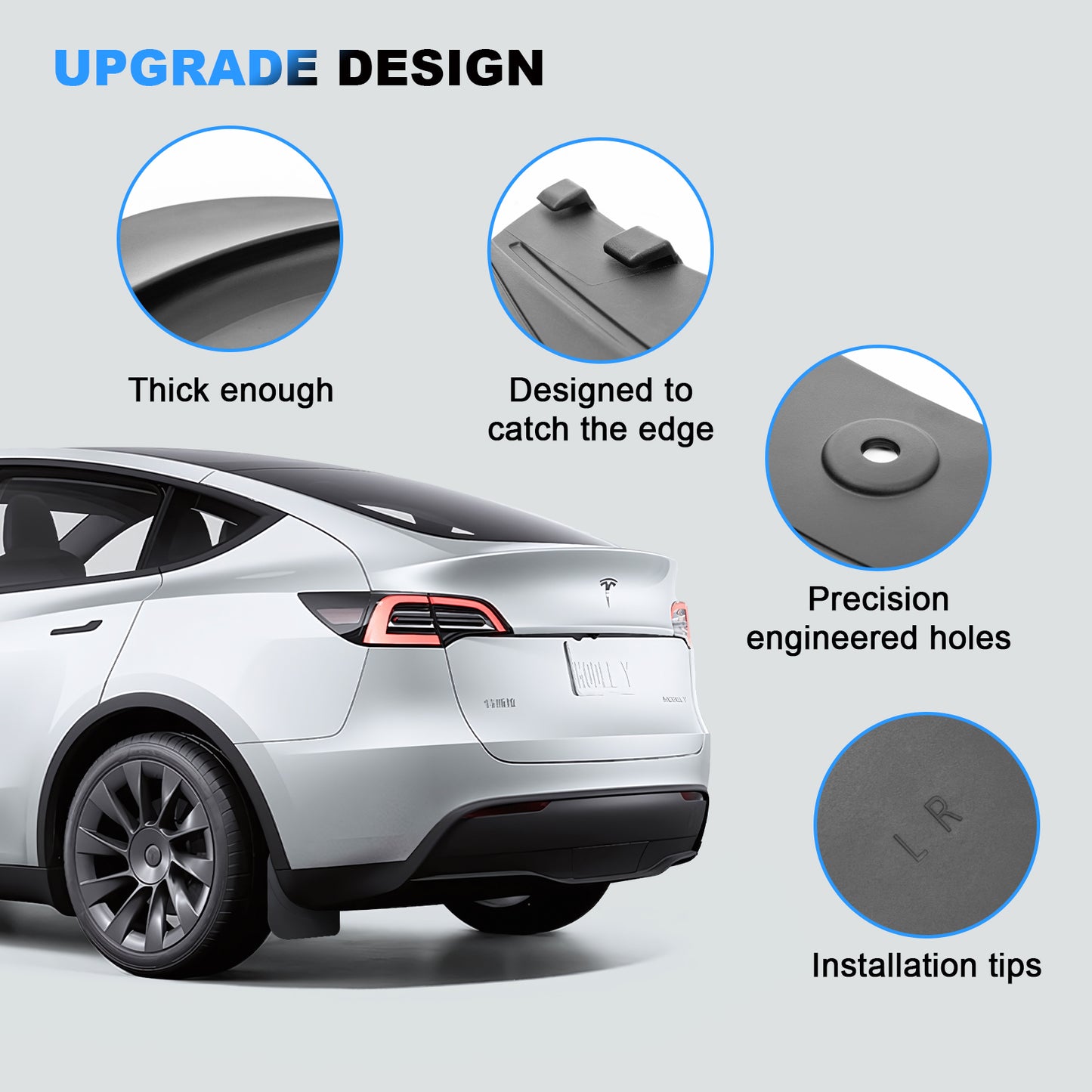 4PCS Mud Flaps for 2021-2025 Tesla Model Y and 2025 New Model Y Juniper Accessories (5-Seater)