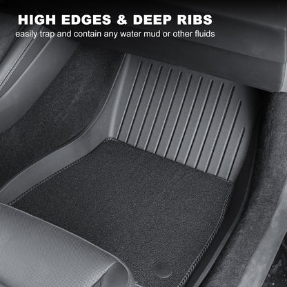 All-Weather TPE Floor Liner Menis Carpeted Mat Compatible for 2024 Tesla Model 3 Highland