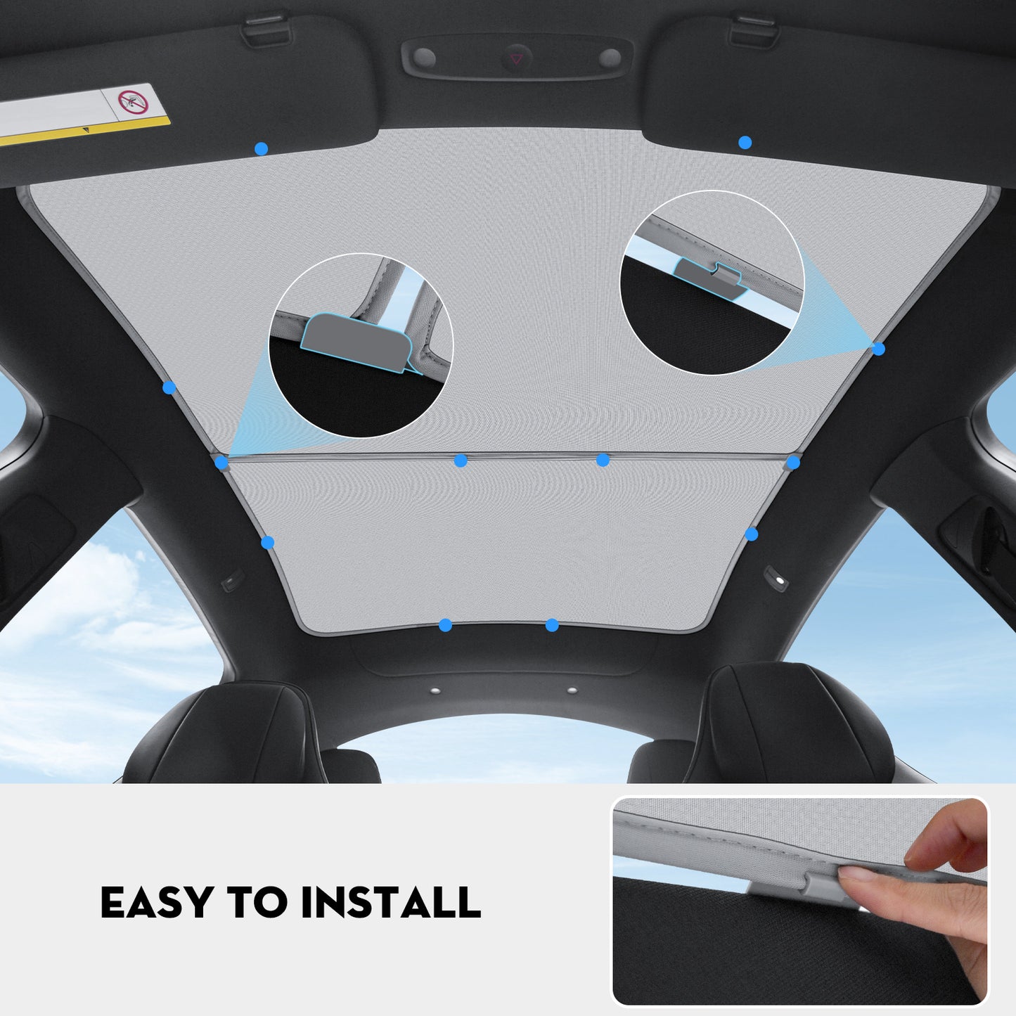 Roof Sunshade for Tesla Model YL 2026, Upgraded [Sag-Free] Sunroof Shade Roof Sun Shades for New Model YL Accessories [Heat Insulation/Reflection] 16Pcs