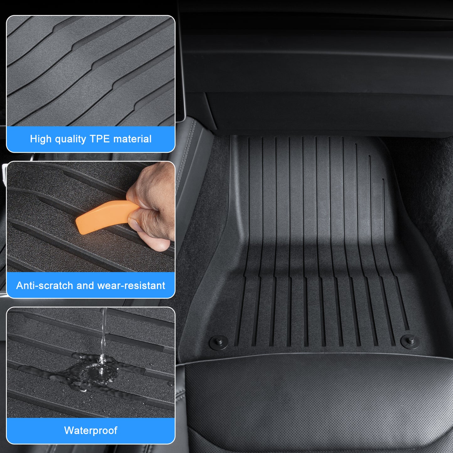 3D Full TPE Floor Liner All-Weather Floor Mat for Tesla Model 3 2021-2024 Accessories(5 Seats)