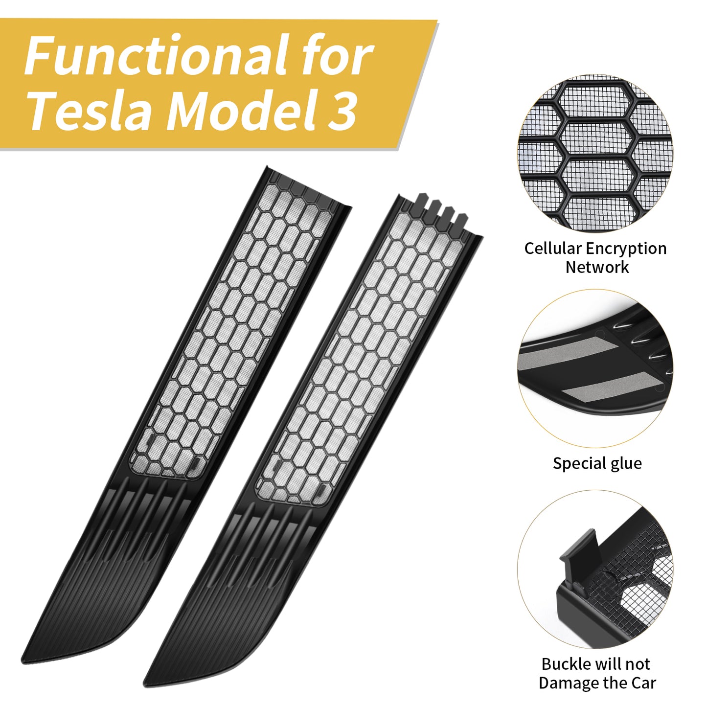 Grille Mesh Inserts for 2017-2023 Tesla Model 3 Accessories